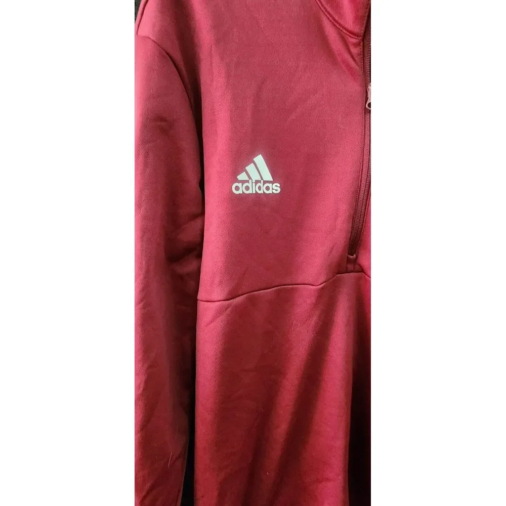 Adidas Mens Track Jacket‎ Red Maroon Size XL Aeroready Pullover 1/4 Zip Up